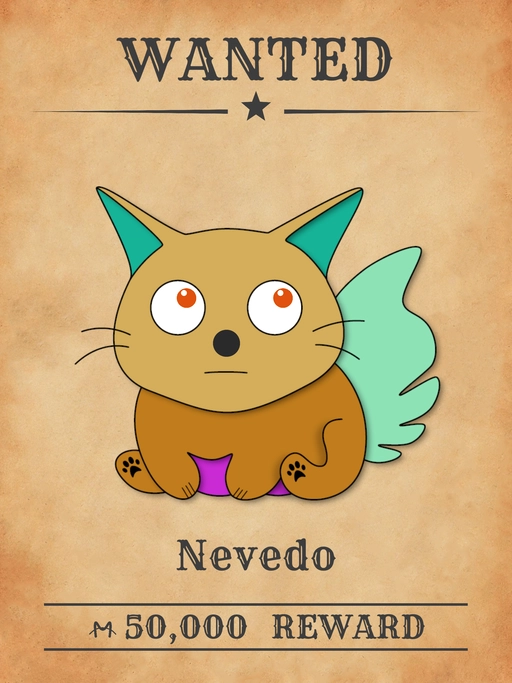 Nevedo NFT, a blue multicolored cat from the 'Wanted Cats' collection, igniting small fires across Meowpolis.