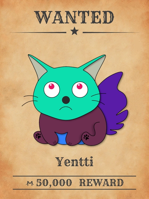 Yentti NFT, a mauve multicolored cat from 'Wanted Cats' collection, stealing clocks from Meowpolis' wealthiest homes.