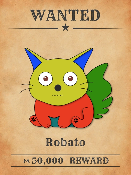 Robato NFT, a green-red multicolored cat from 'Wanted Cats' collection, sneaking kisses from Meowpolis' felines.