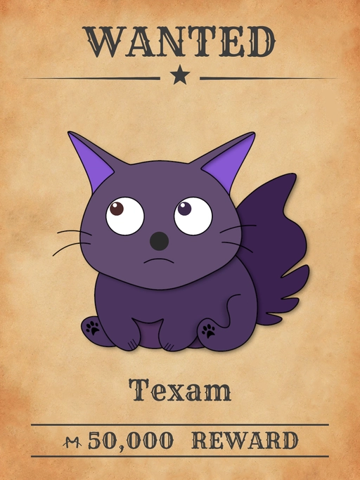 Texam NFT, a violet multicolored cat from 'Wanted Cats' collection, dealing illegal cheese pollen in Meowpolis.