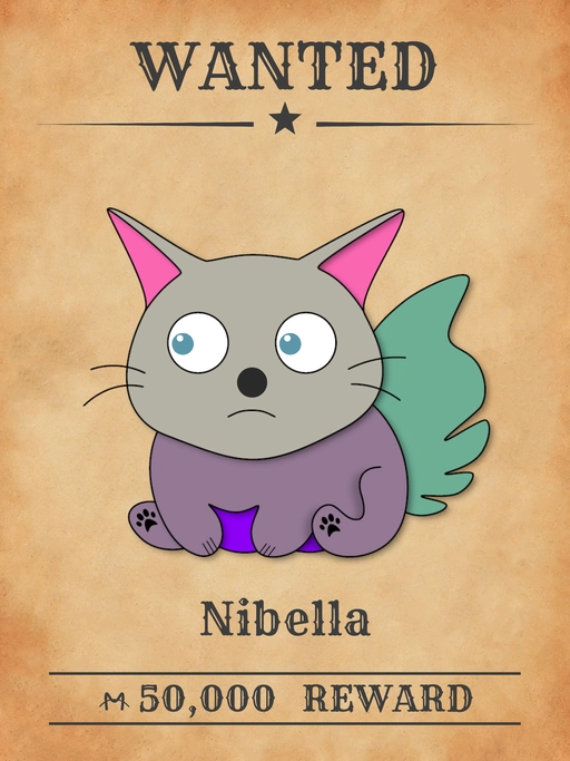 Nibella NFT, a Mountbatten Pink multicolored cat from 'Wanted Cats' collection, trafficking stolen jewels in Meowpolis.