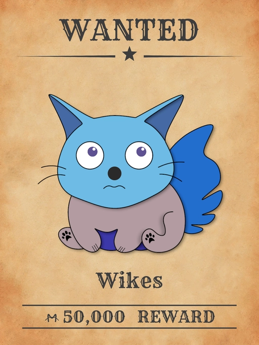 Wikes NFT, a blue multicolored cat from 'Wanted Cats' collection, running catnip deals in Meowpolis.