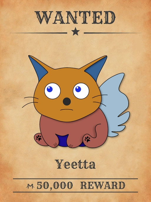 Yeetta NFT, Ochre multicolored cat from 'Wanted Cats' collection, leading a notorious crime gang in Meowpolis.