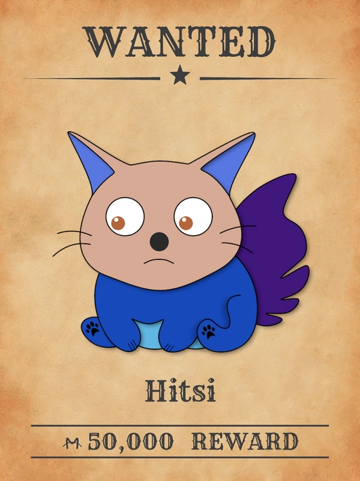 Hitsi NFT, a Sapphire multicolored cat from 'Wanted Cats' collection, hoarding rare cheeses in Meowpolis.