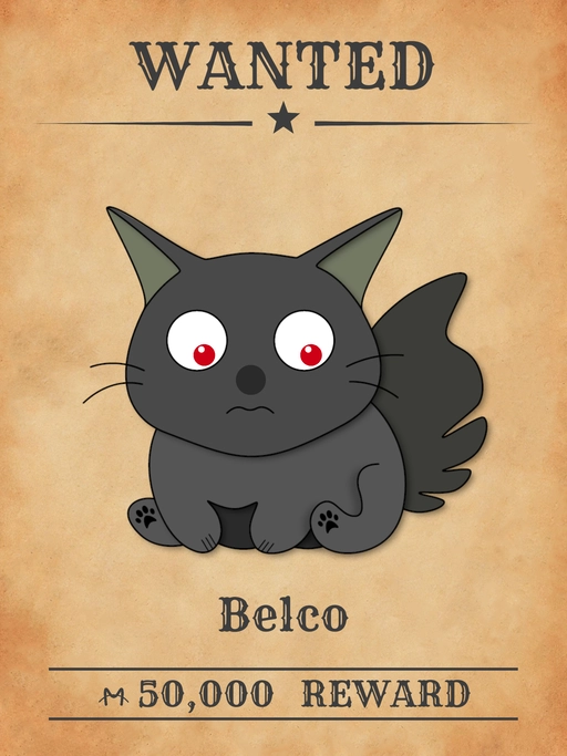 Belco NFT, a black multicolored cat from 'Wanted Cats' collection, contaminating Meowpolis' water supply with chemicals.