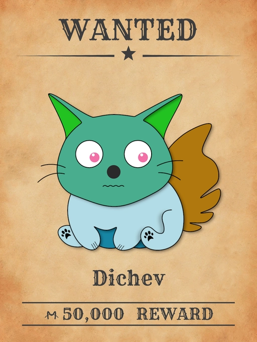 Dichev NFT, a Mint multicolored cat from 'Wanted Cats' collection, selling fake medicines in Meowpolis.