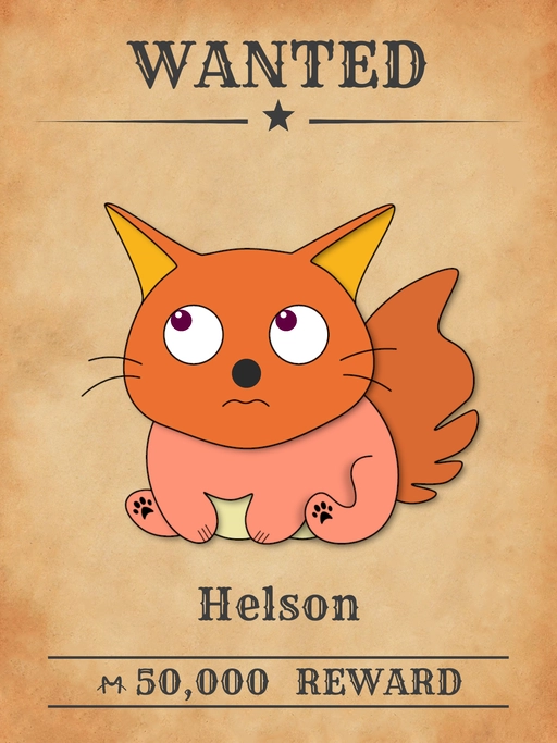 Helson NFT, an orange multicolored cat from 'Wanted Cats' collection, scratching windows across Meowpolis.